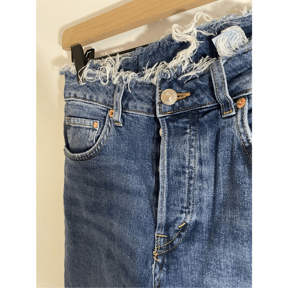 H & M Distressed Raw Hem High Rise Streetwear Comfy Indie Skinny Jeans SZ 28 - Picture 5 of 9